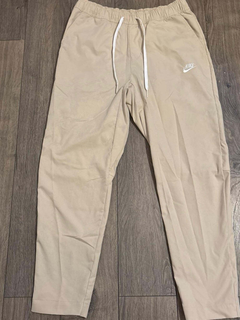 Nike Men’s Khaki Drawstring Joggers with White Logo